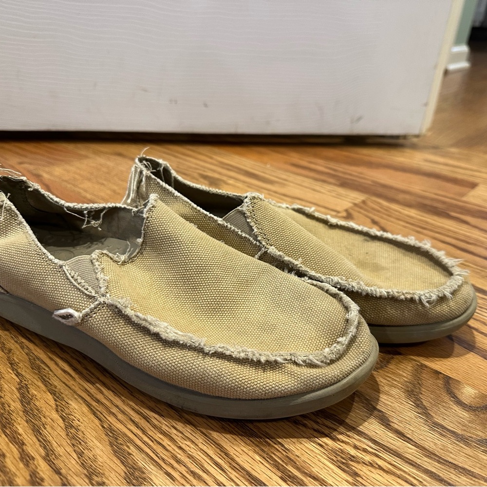 CROCS Santa Cruz Tan Canvas Slip-On Loafers